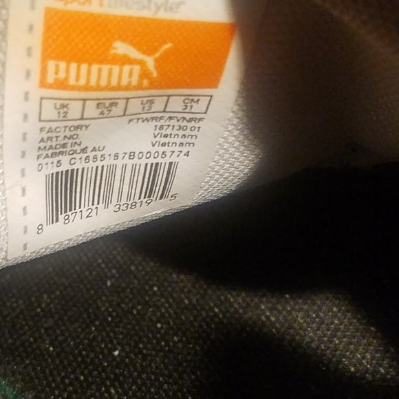 MEN PUMA TURF SOCCER SHOES SIZE 12 Black White - Picture 4 of 8